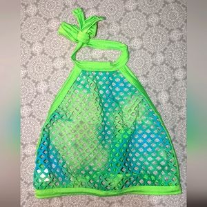 IHeartRaves, S/M, Lime Green/Blue w/Glitter Rave Top
